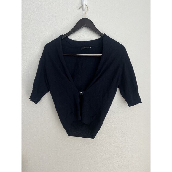 Peter Elliot Black Knit Sweater 3/4 Sleeve Cashmere Linen Silk Blend Quiet Luxe - Picture 1 of 7